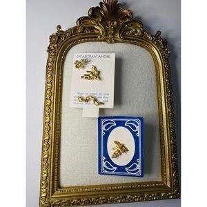 Vintage Guardian Angel Sacred Heart League Gold Tone Pin Set Lot of 4 Cherub